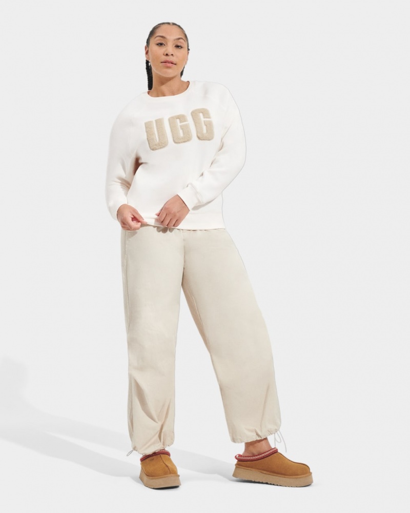 Ugg Madeline Fuzzy Logo Crewneck Women's Sweatshirt Brown | FSAJVKZ-56