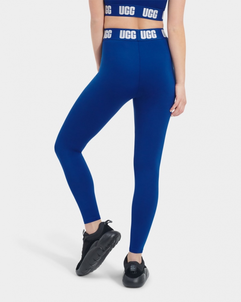 Ugg Mckena Logo Women's Leggings Deep Blue | JOCHEQF-83