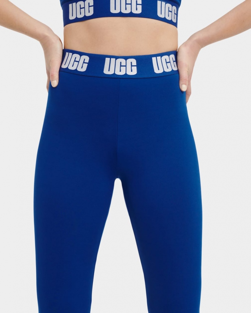 Ugg Mckena Logo Women's Leggings Deep Blue | JOCHEQF-83