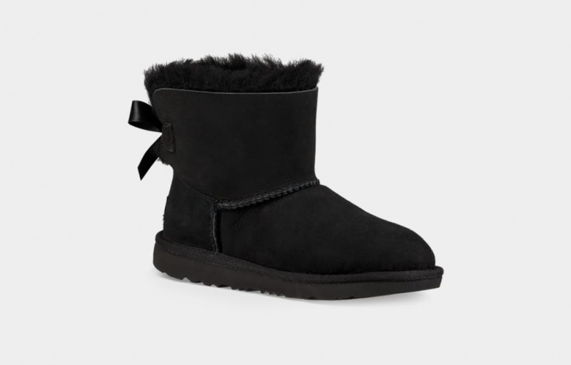 Ugg Mini Bailey Bow II Kids' Boots Black | ZIYHPCK-64