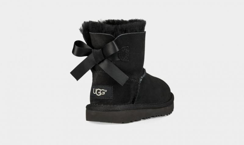 Ugg Mini Bailey Bow II Kids' Boots Black | MNEQGPF-16