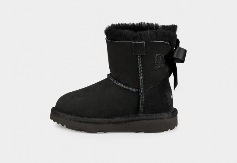 Ugg Mini Bailey Bow II Kids' Boots Black | MNEQGPF-16