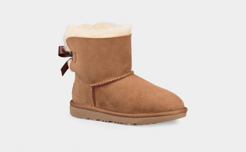 Ugg Mini Bailey Bow II Kids' Boots Brown | QBZYPMV-73