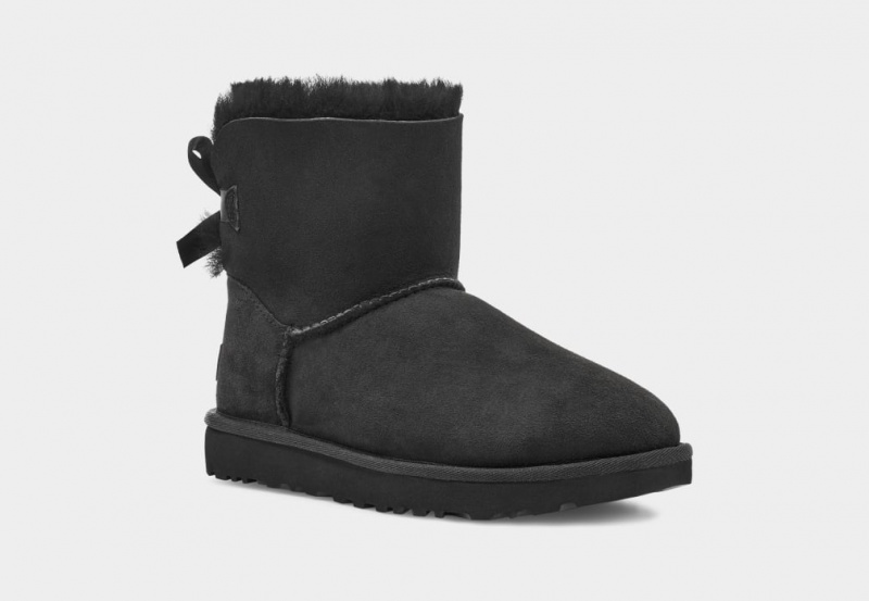 Ugg Mini Bailey Bow II Women's Boots Black | AXREOLJ-71