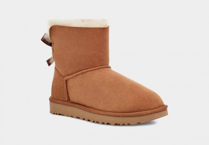 Ugg Mini Bailey Bow II Women's Boots Brown | ZKSDHPC-67