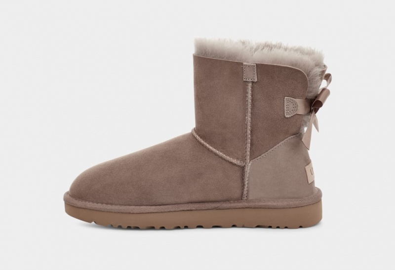 Ugg Mini Bailey Bow II Women's Boots Grey | XJHPIQU-70