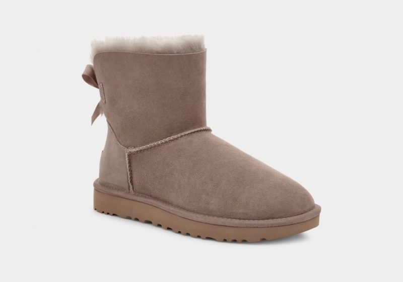 Ugg Mini Bailey Bow II Women's Boots Grey | XJHPIQU-70