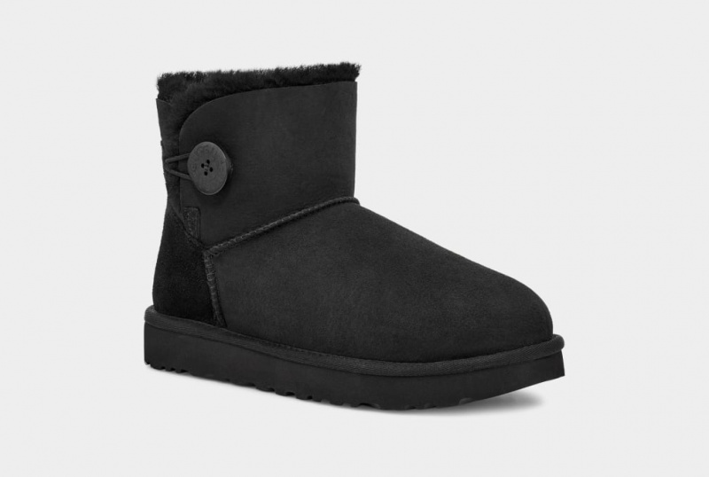 Ugg Mini Bailey Button II Women's Boots Black | QWVAZSX-57