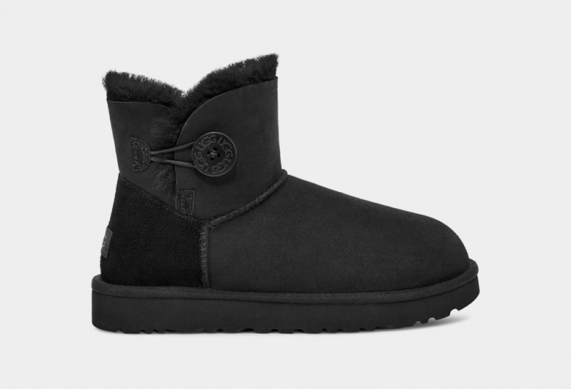 Ugg Mini Bailey Button II Women\'s Boots Black | QWVAZSX-57