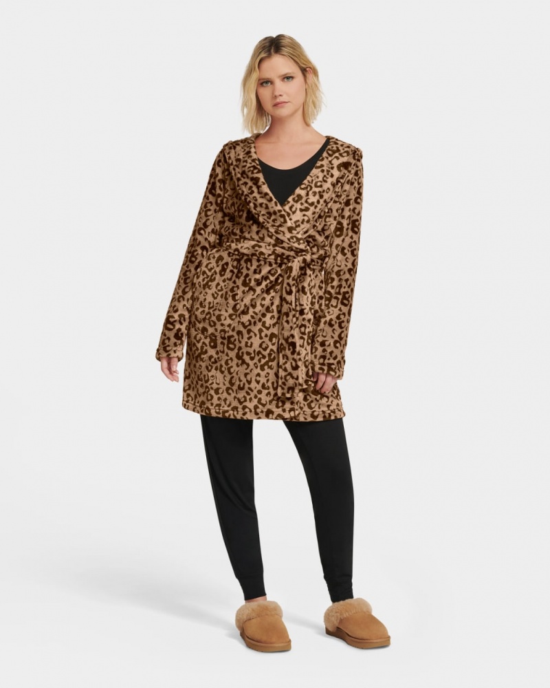 Ugg Miranda Fleece Robe Women\'s Sleepwear Leopard | XDPVRQG-93