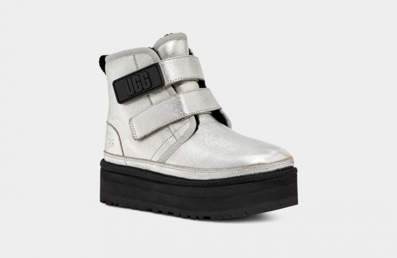 Ugg Neumel Leather Kids' Boots Silver / Metal | LHGEVYR-75