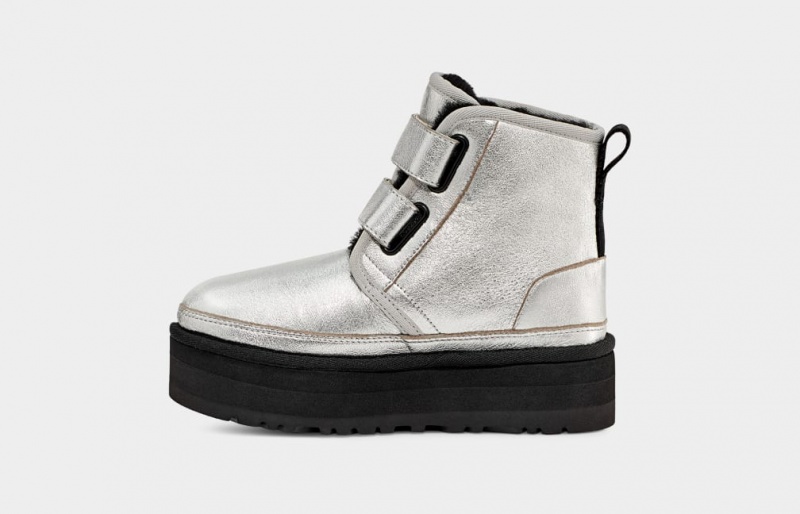 Ugg Neumel Leather Kids' Boots Silver / Metal | LHGEVYR-75