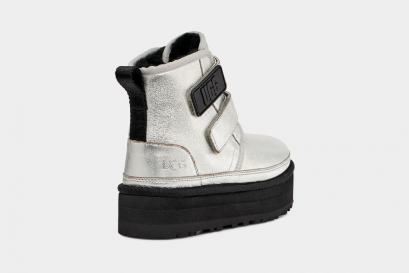 Ugg Neumel Leather Kids' Boots Silver / Metal | LHGEVYR-75