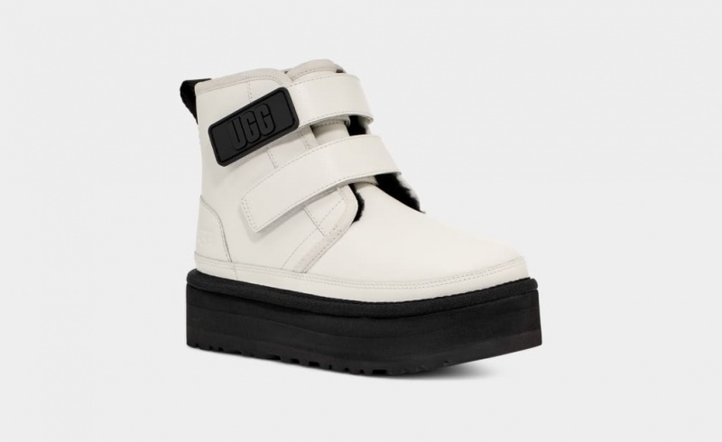 Ugg Neumel Leather Kids' Boots White | OHGVSCB-59