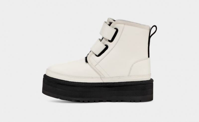 Ugg Neumel Leather Kids' Boots White | OHGVSCB-59