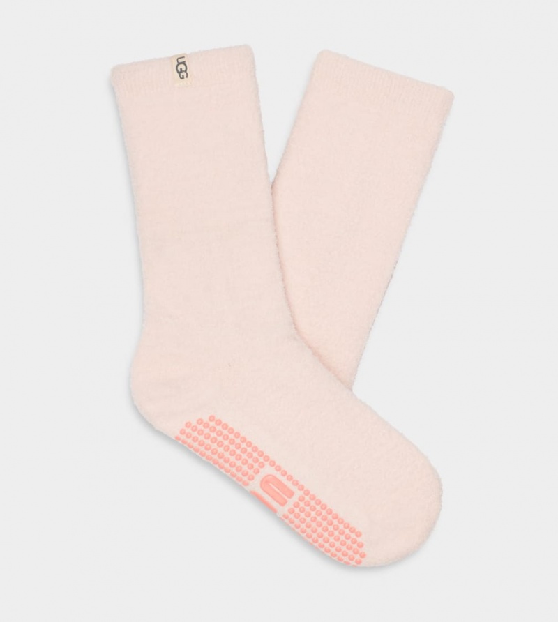 Ugg Paityn Cozy Gripper Crew Women\'s Socks Cream | QWTNMDA-90