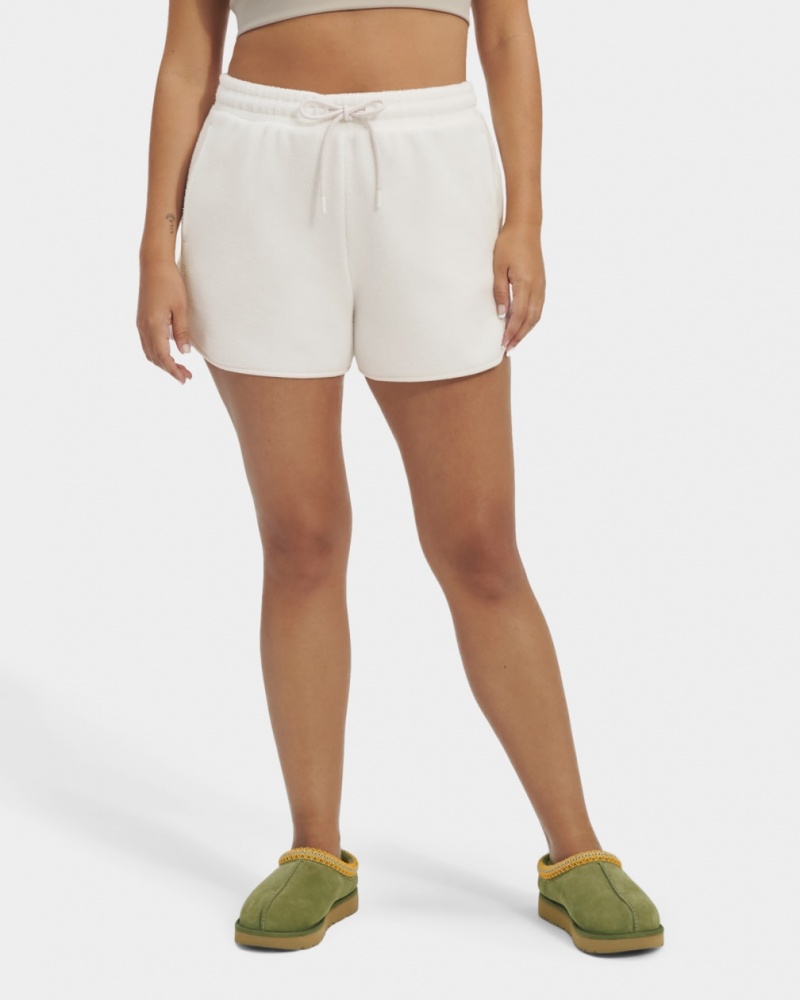 Ugg Petria Sherpa Women's Shorts White | TEVFDQK-01