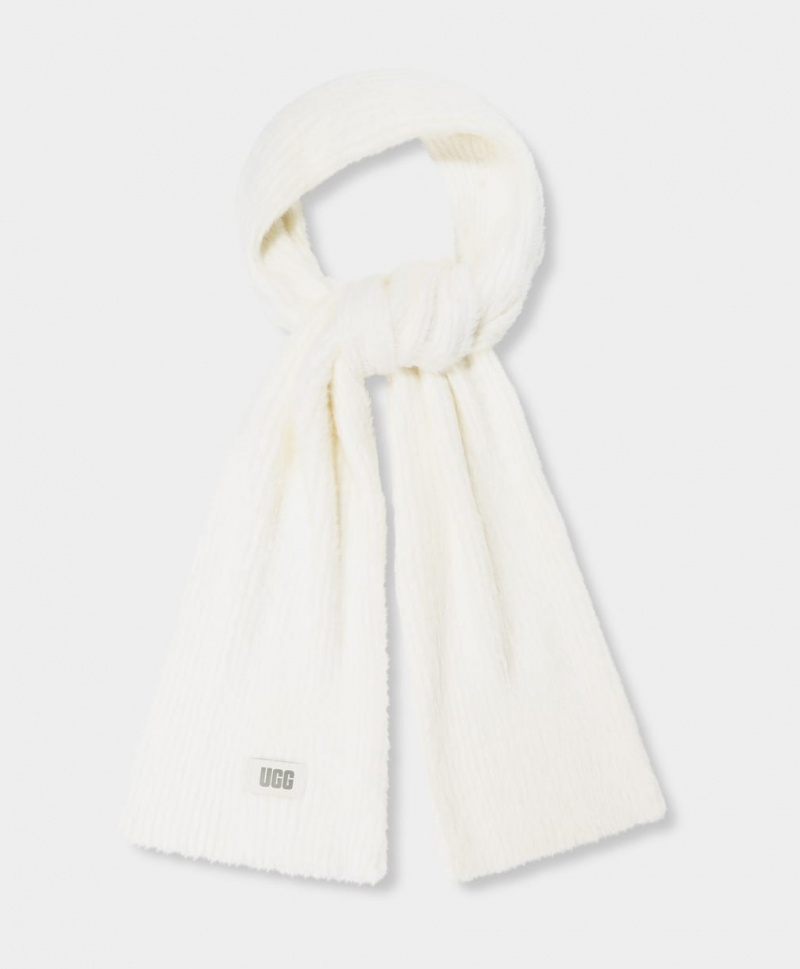 Ugg Plait Plush Knit Women\'s Scarves White | SKVNRID-23