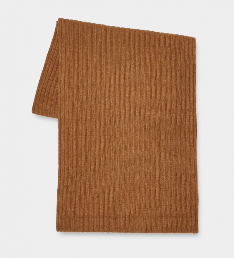 Ugg Pryce Rib Knit Women's Scarves Brown | SNMXRWF-98