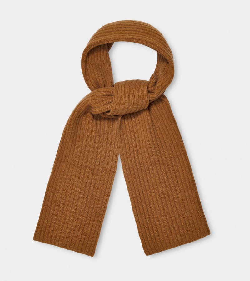 Ugg Pryce Rib Knit Women\'s Scarves Brown | SNMXRWF-98