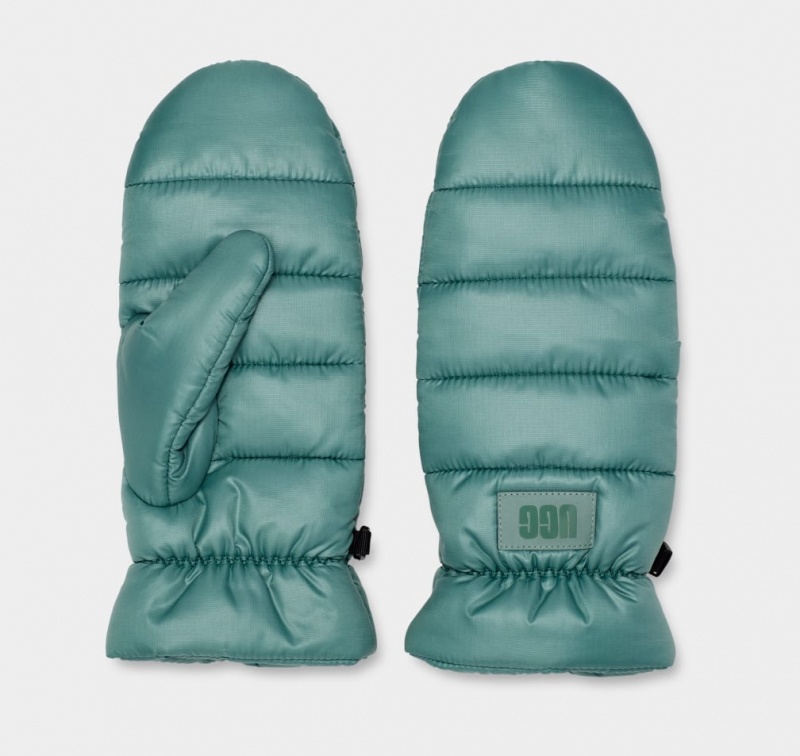 Ugg Puff Yeah All Weather Mitten Women's Gloves Green | JKSGWNH-14