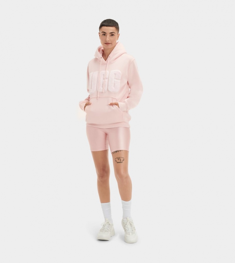 Ugg Rey Fuzzy Logo Women's Hoodie Pink | AOYVEBK-61