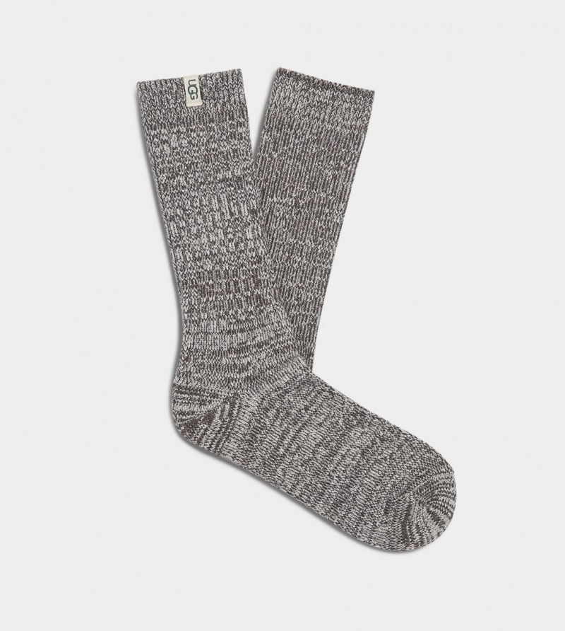 Ugg Rib Knit Slouchy Crew Women\'s Socks Deep Grey | QXLDMIU-09