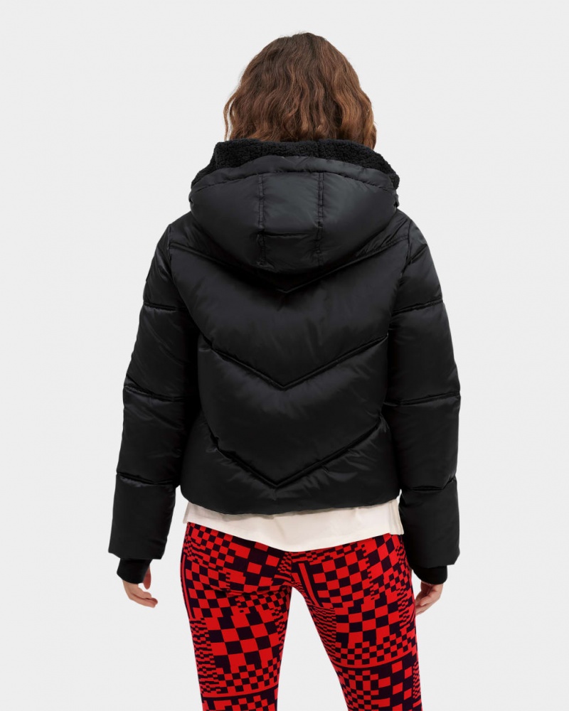 Ugg Ronney Cropped Puffer Women's Jackets Black | WAFYCZT-74