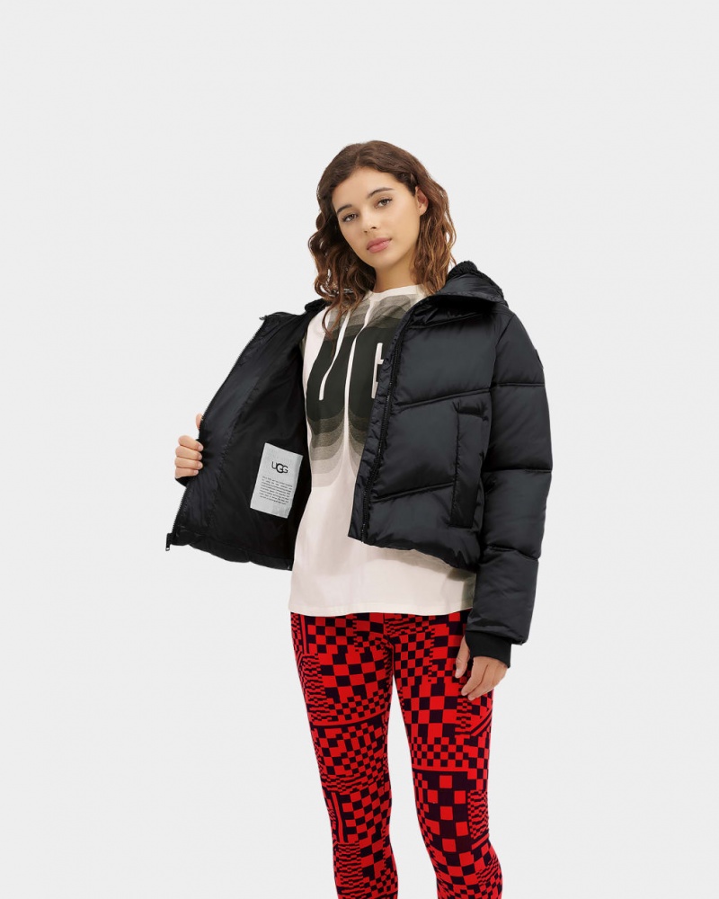 Ugg Ronney Cropped Puffer Women's Jackets Black | WAFYCZT-74