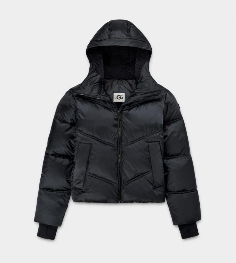 Ugg Ronney Cropped Puffer Women's Jackets Black | WAFYCZT-74