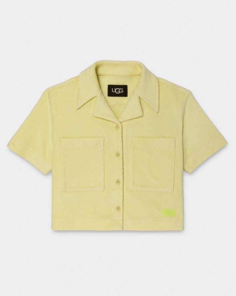 Ugg Saniyah Sleeve Buttondown Women's Tops Yellow | KAHLQWE-70