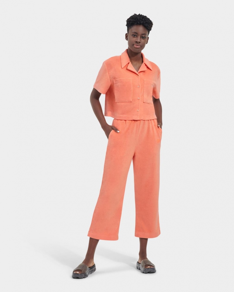 Ugg Saniyah Sleeve Buttondown Women's Tops Orange | VYGKTOJ-90