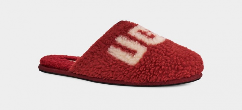 Ugg Scuff Curly Graphic Men's Slippers Red / Burgundy | PNVROHQ-79