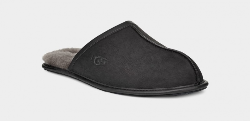 Ugg Scuff Leather Men's Slippers Black | HUCGDEN-45