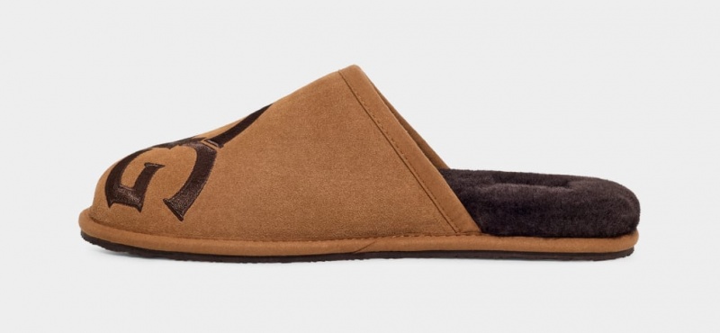 Ugg Scuff Logo II Men's Slippers Brown | FWBOJIP-78