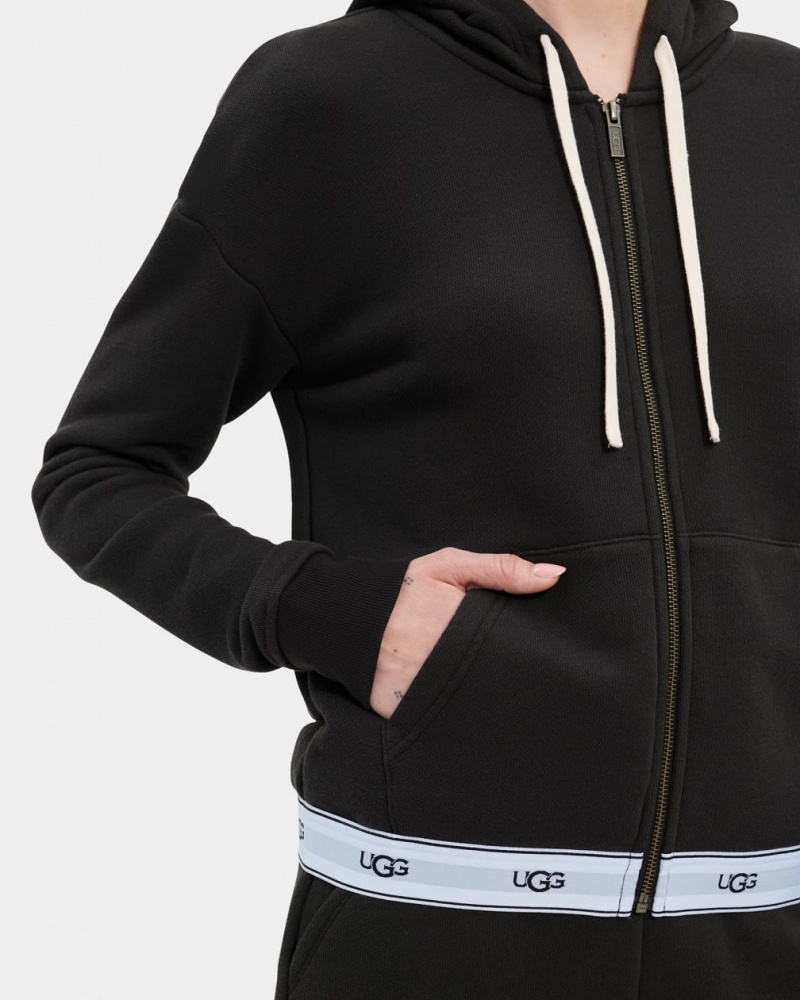 Ugg Sena Zipped Women's Hoodie Black | URSXGIJ-02