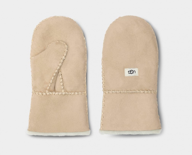 Ugg Sheepskin Mitten with Stitch Kids' Gloves Brown | VTPSMWG-92