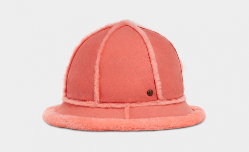 Ugg Sheepskin Spillseam Bucket Women\'s Hats Pink | CKGPEUS-50