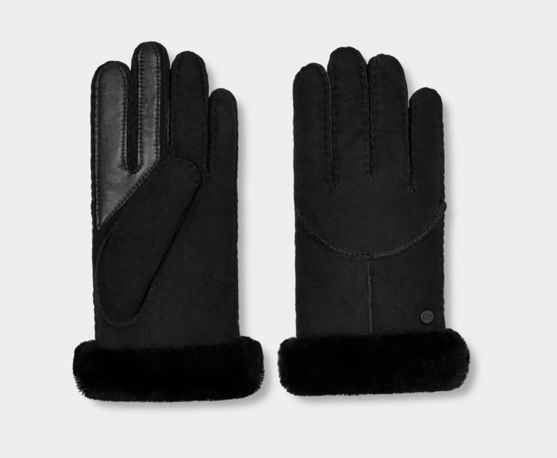 Ugg Sheepskin Whipstitch Women's Gloves Black | BKACQYS-28