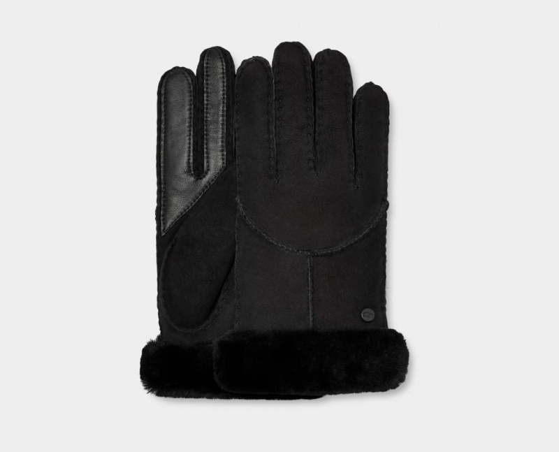 Ugg Sheepskin Whipstitch Women\'s Gloves Black | BKACQYS-28