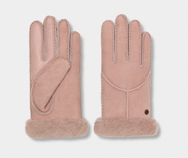 Ugg Sheepskin Whipstitch Women's Gloves Pink | UCIPYDX-13