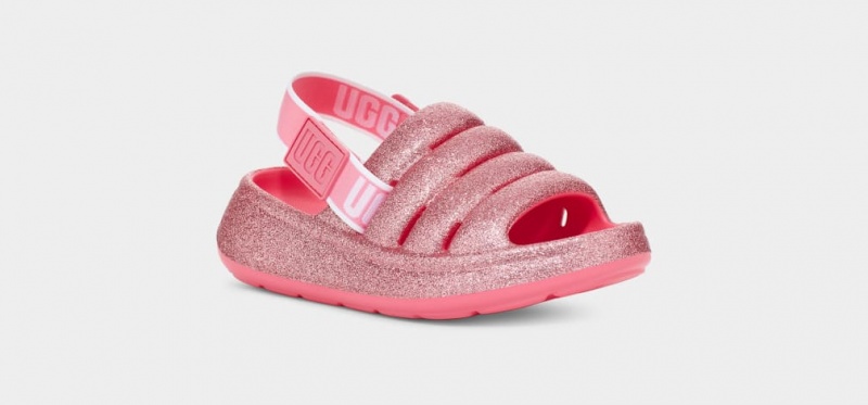 Ugg Sport Yeah Glitter Kids' Sandals Pink | HRBMPOL-38