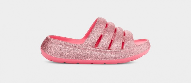 Ugg Sport Yeah Glitter Kids' Sandals Pink | HRBMPOL-38