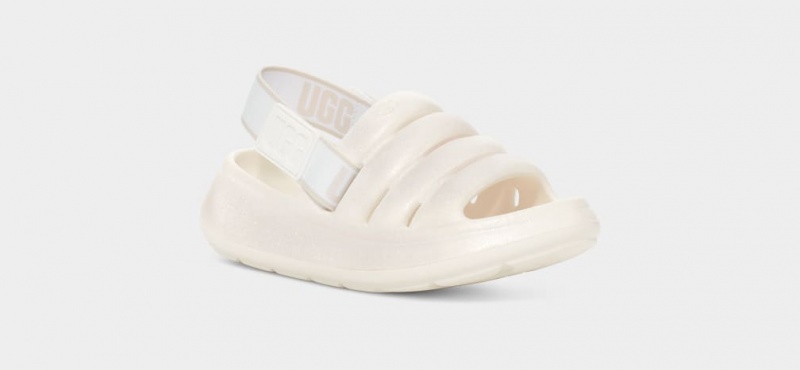 Ugg Sport Yeah Glitter Kids' Sandals White | LQMFAKW-14