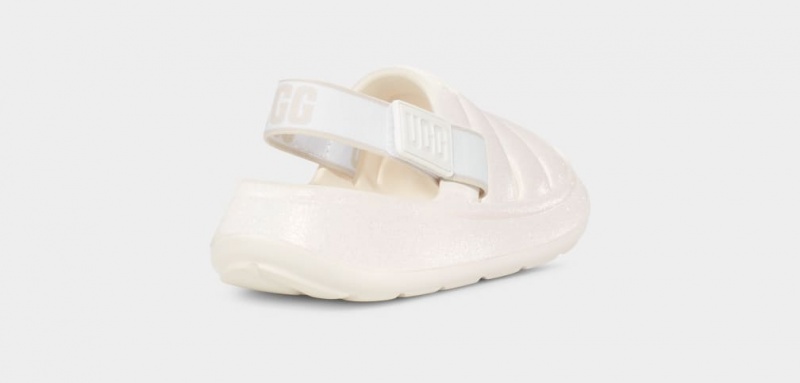 Ugg Sport Yeah Glitter Kids' Sandals White | LQMFAKW-14