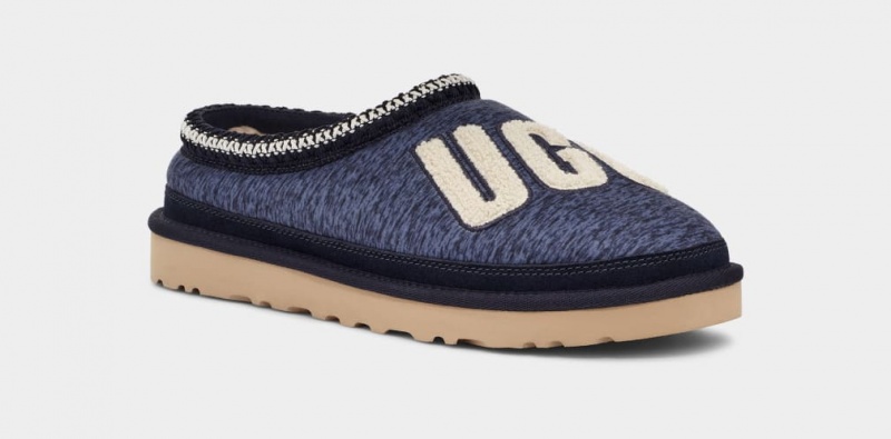 Ugg Tasman Fur Jersey Cozy Men's Slippers Dark Blue | KZVDHCQ-76