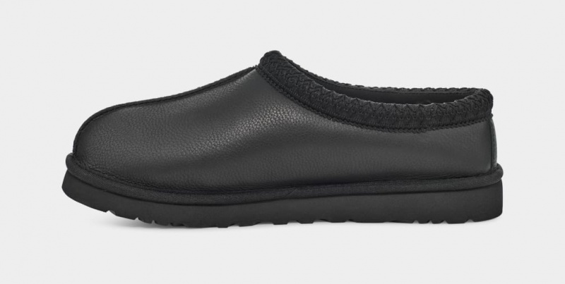 Ugg Tasman Leather Men's Slippers Black | FVRDLNI-42