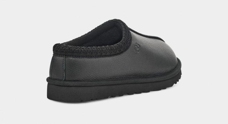 Ugg Tasman Leather Men's Slippers Black | FVRDLNI-42