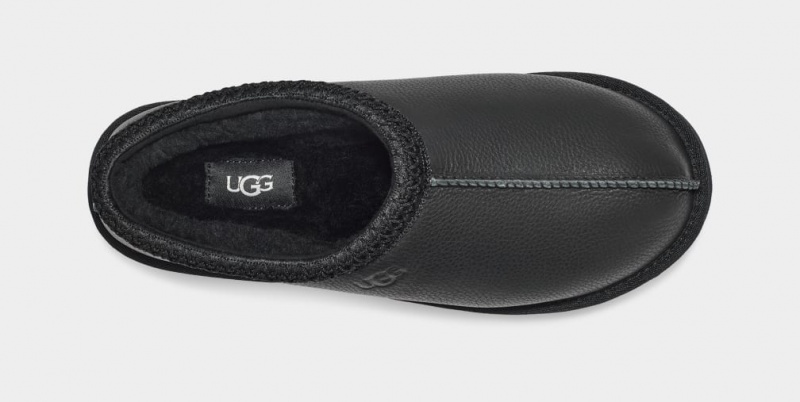 Ugg Tasman Leather Men's Slippers Black | FVRDLNI-42