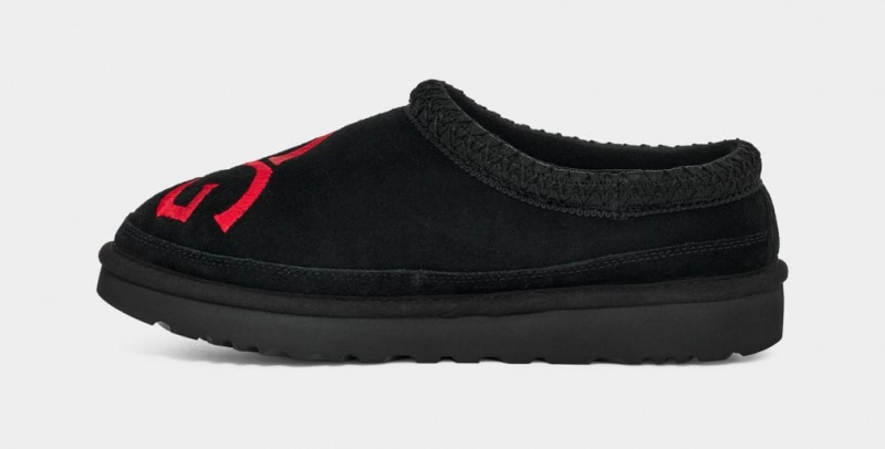 Ugg Tasman Logo Men's Slippers Black / Red | TYGQVCA-98